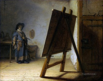  Rembrandt Pintura - El artista en su estudio Rembrandt
